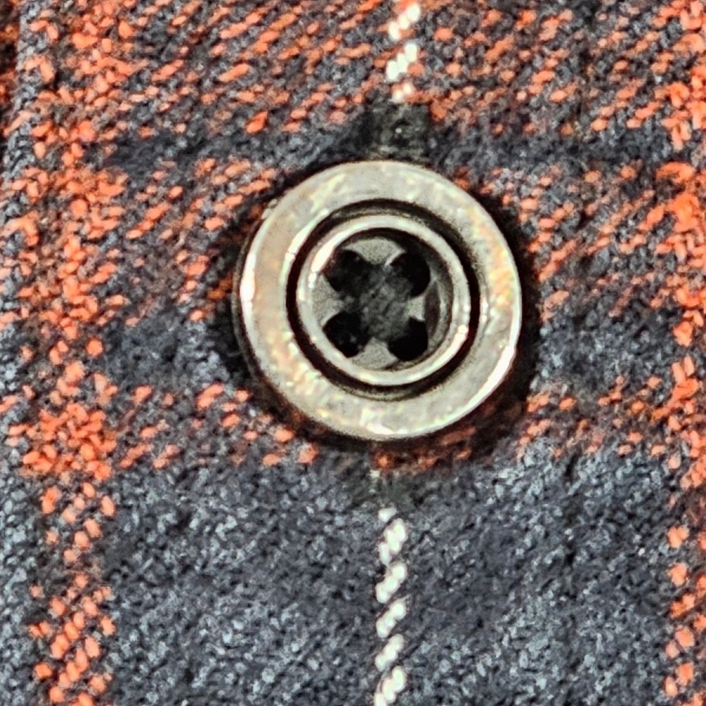 prAna Flannel Shirt Mens XL Rust Blue Plaid Organic Cotton Button Down M2WOOD315 - Picture 12 of 12